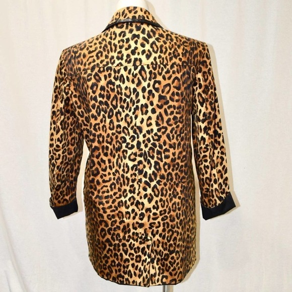 JONES NEW YORK VTG Leopard print double sided  black coat Women's size Large - Picture 2 of 8